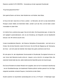 Beispiel: Rede Landrätin Einzelhandel