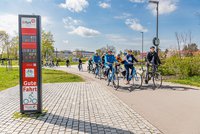 Cyclist on a bike path