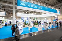 The joint booth of Thuringia at the Hannover Messe 2023.
