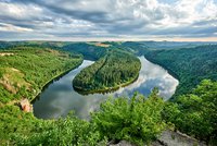 The impressive meander of the Saale river in southeastern Thuringia.