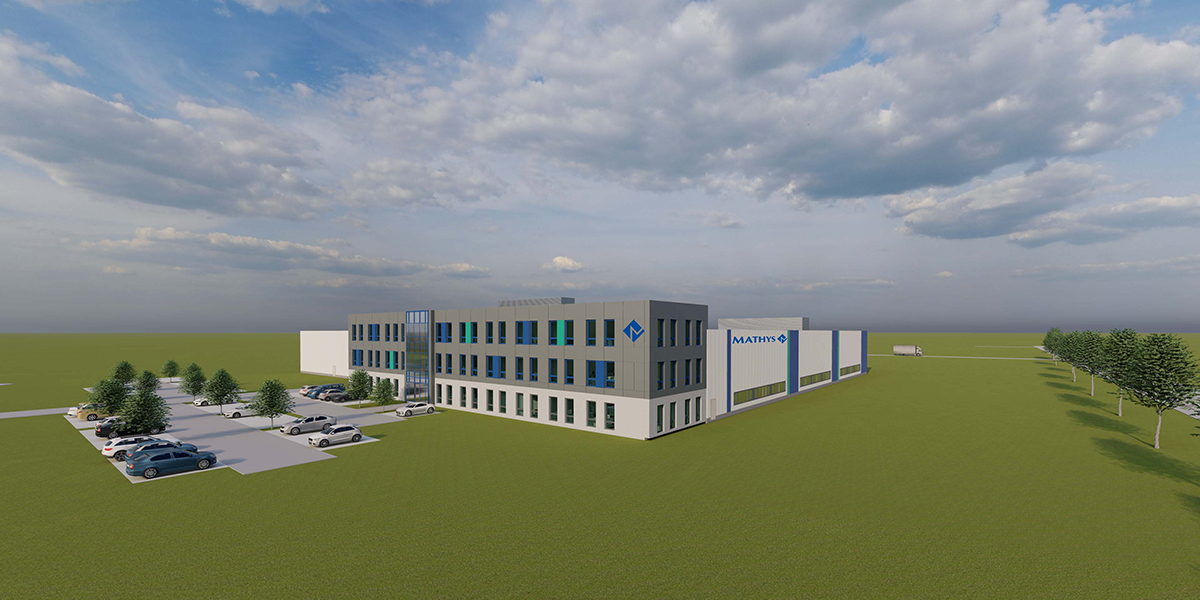Visualization of the planned production and office building.
