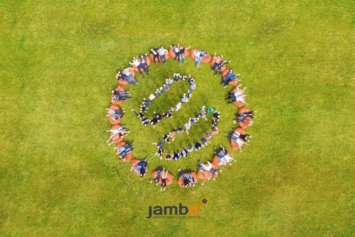 The logo of jambit GmbH, reminiscent of two coffee beans