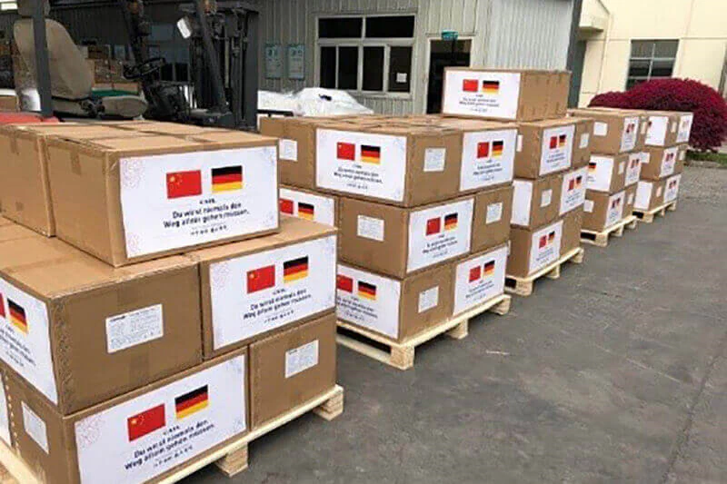 Die Spende ist bereit zum Transport von Ningde nach Thüringen. Bild: CATL Die Spende ist bereit zum Transport von Ningde nach Thüringen. Bild: CATL